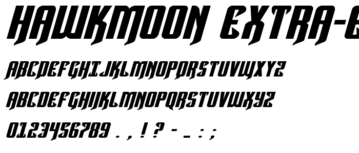 Hawkmoon Extra-expanded Italic font